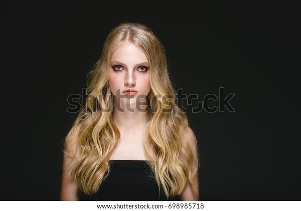Beautiful Blonde Hair Woman Portrait Nice Stockfoto Jetzt