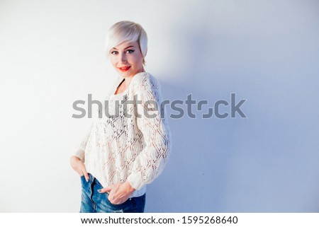 beautiful blonde with short hair fashion portrait