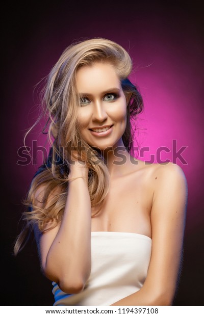 Beautiful Blonde Smiling Model Girl Naked Stock Photo Shutterstock