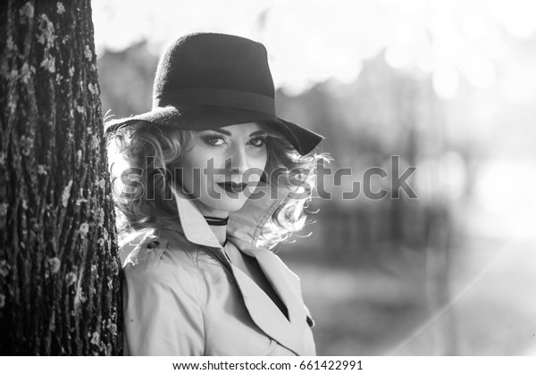 Beautiful Blonde Woman Cream Coat Long Stock Photo Edit Now