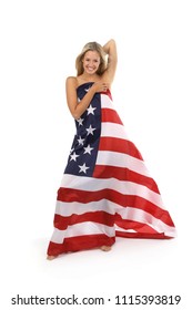 153 Blonde woman wrapped american flag Images, Stock Photos & Vectors ...
