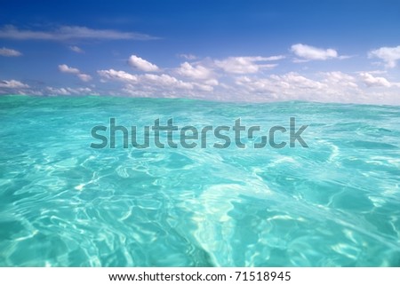 beautiful blue caribbean sea water wave horizon