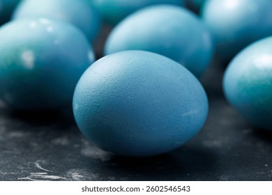 Beautiful blue Easter eggs. Happy Easter