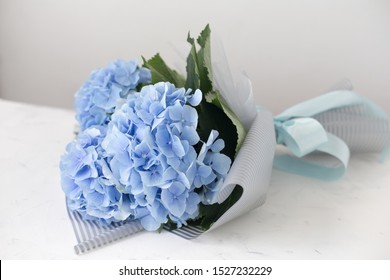 Beautiful  Blue Hydrangea Bouquet Style  