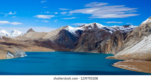 Beautiful blue lake in high altitude, Tilicho, Nepal
