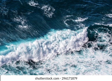 Beautiful Blue Ocean Waves, Aerial View