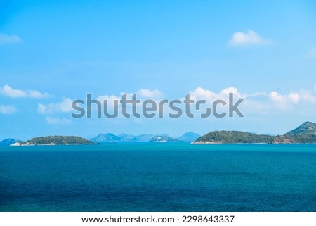beautiful blue sea and sky viewpoint from Luklom beach, Samae San island, Sattahip, Chonburi, Thailand