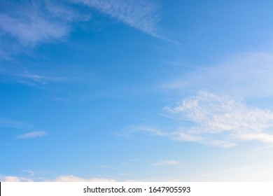 Beautiful Blue Sky. Bright Dynamic Clouds. Sky Background.