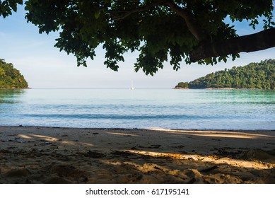 Beautiful blue sky sea view,beach and tropical sea in Thailand,see view background,