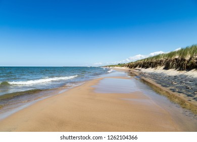 Beautiful Blue Sky And Water At Oval Beach, Michigan, USA