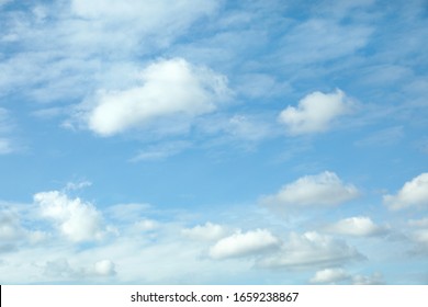 Beautiful Blue Sky With White Clouds On Sunny Day