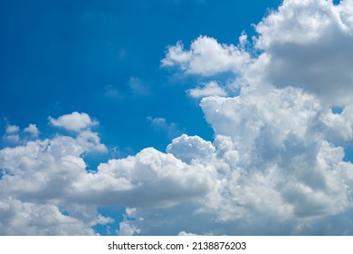 Beautiful Blue Sky With White Clouds In The Noon Time Horizontal Composition