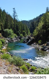 The Beautiful Blue Smith River Near Gasquet, California (Northern California, Southern Oregon); Summer, Sunny, Rafting, Swimming, Hiking Spot Along Highway 199