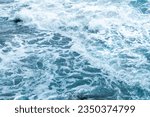 Beautiful blue wave water for abstract background from natural sea ocean in summer, motion texture pattern from outdoor seascape beach travel, aerial view bright splash surface beauty lanscape