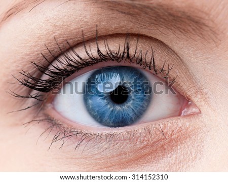 Beautiful blue woman single eye close up