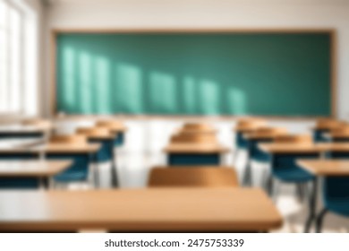 Beautiful blurred background of bright classroom and study room with panoramic windows and beautiful lighting. Blurred Empty school background. - Powered by Shutterstock