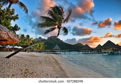 Beautiful Bora Bora Island Beach Sunset Sunrise