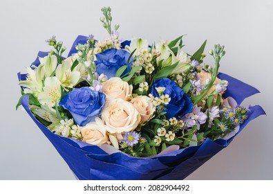 Beautiful Bouquet With Blue Roses