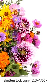 Beautiful Bouquet Of Bright Flowers Isolated On White