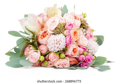 Beautiful Bouquet Of Flowers Isolated On White Background