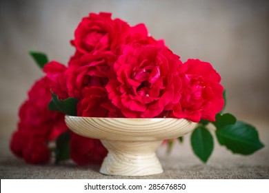 Beautiful Bouquet Of Red Roses In A Vase