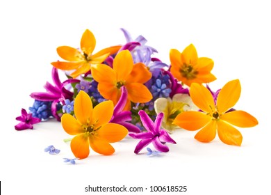 Beautiful Bouquet Of Spring Flowers On A White Background