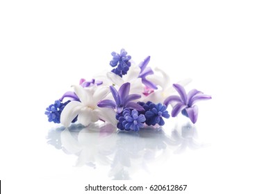 Beautiful Bouquet Of Spring Flowers On A White Background