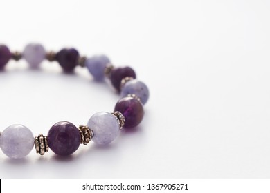 Beautiful Bracelet With Amethyst And 

Aquamarine Stones Infinity, Handmade 

Jewelry, Beads Bracelet