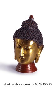 beautiful brass metal statue of meditatign buddha