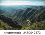 Beautiful brazilian mountain landscape -a panoramic view of the famous curvy mountain road of Serra do Rio do Rastro, Santa Catarina, Brazil