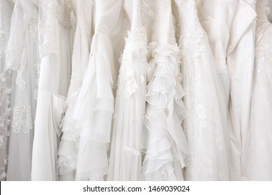 Beautiful Bridal Dress On Hangers