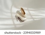 Beautiful bridal White high heel shoes of the Bride