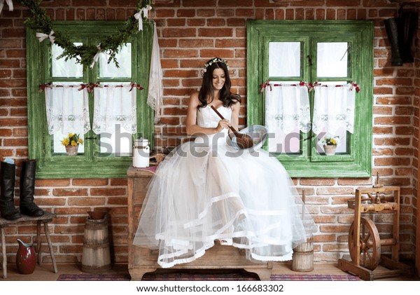 Beautiful Bride Country Style Wedding Dress Stock Photo Edit Now