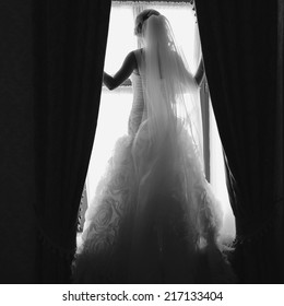 Beautiful Bride In Front Of A Window 