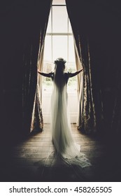 Beautiful Bride In Front Of A Window