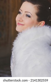 Beautiful Bride In A Fur Cape 