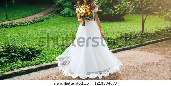 bright orange wedding dress