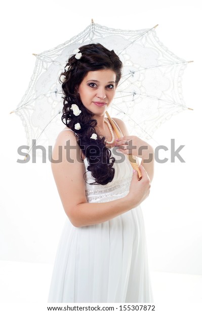 Beautiful Bride Long Hair Wedding Dress Stock Photo Edit Now