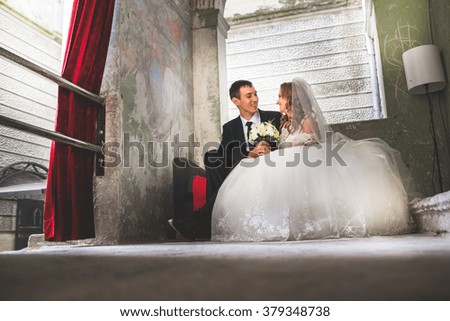 Beautiful bride in an old house