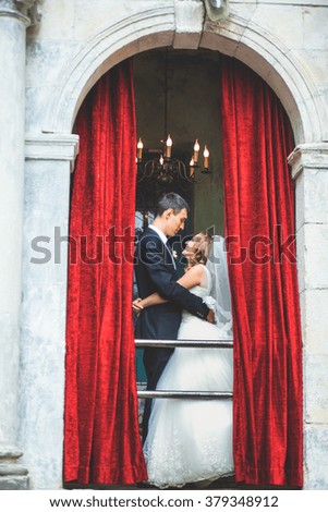 Beautiful bride in an old house