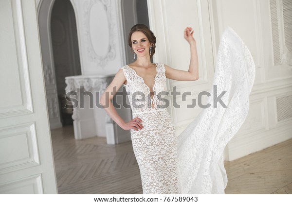 Beautiful Bride Posing Wedding Dress White Stock Photo Edit Now