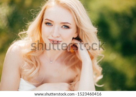 Beautiful bride smiling portrait blonde