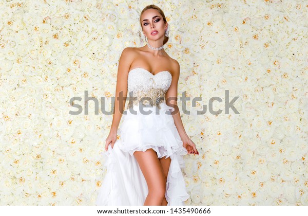 Beautiful Bride Stunning Wedding Dress Lace Stock Photo Edit Now