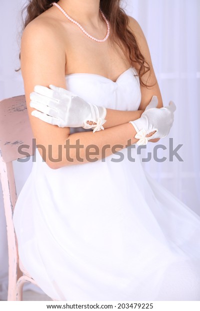 wedding dress with gloves