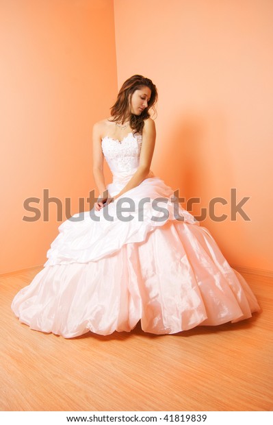 Beautiful Bride Wedding Dress Sitting On Stock Photo Edit Now