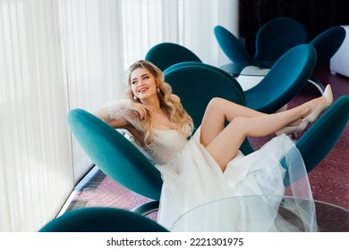 Beautiful Bride In A Wedding Dress.girl In A White Puffy Dress