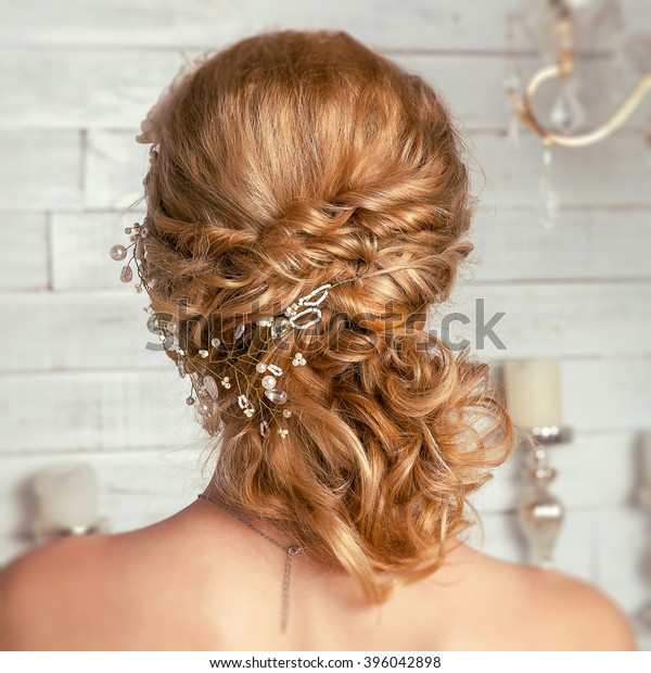 Beautiful Bride Wedding Hairstyle Hair Ornaments Stock Photo Edit