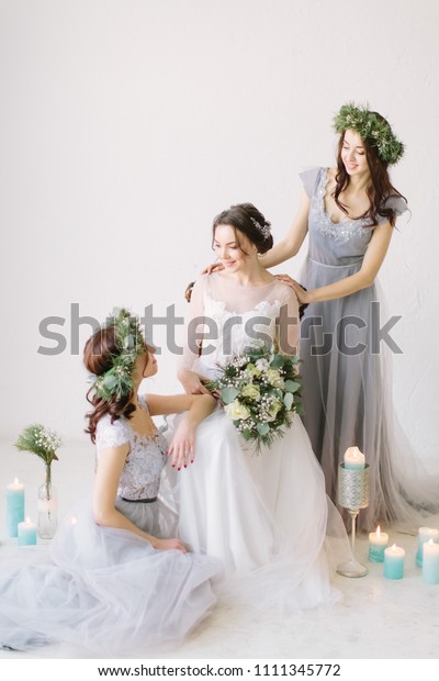 Beautiful Bride White Wedding Dress Holding Stock Photo Edit Now