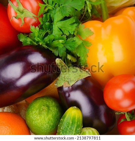 Beautiful bright background from various fruits and vegetables.