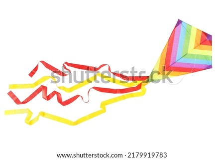 Beautiful bright rainbow kite isolated on white